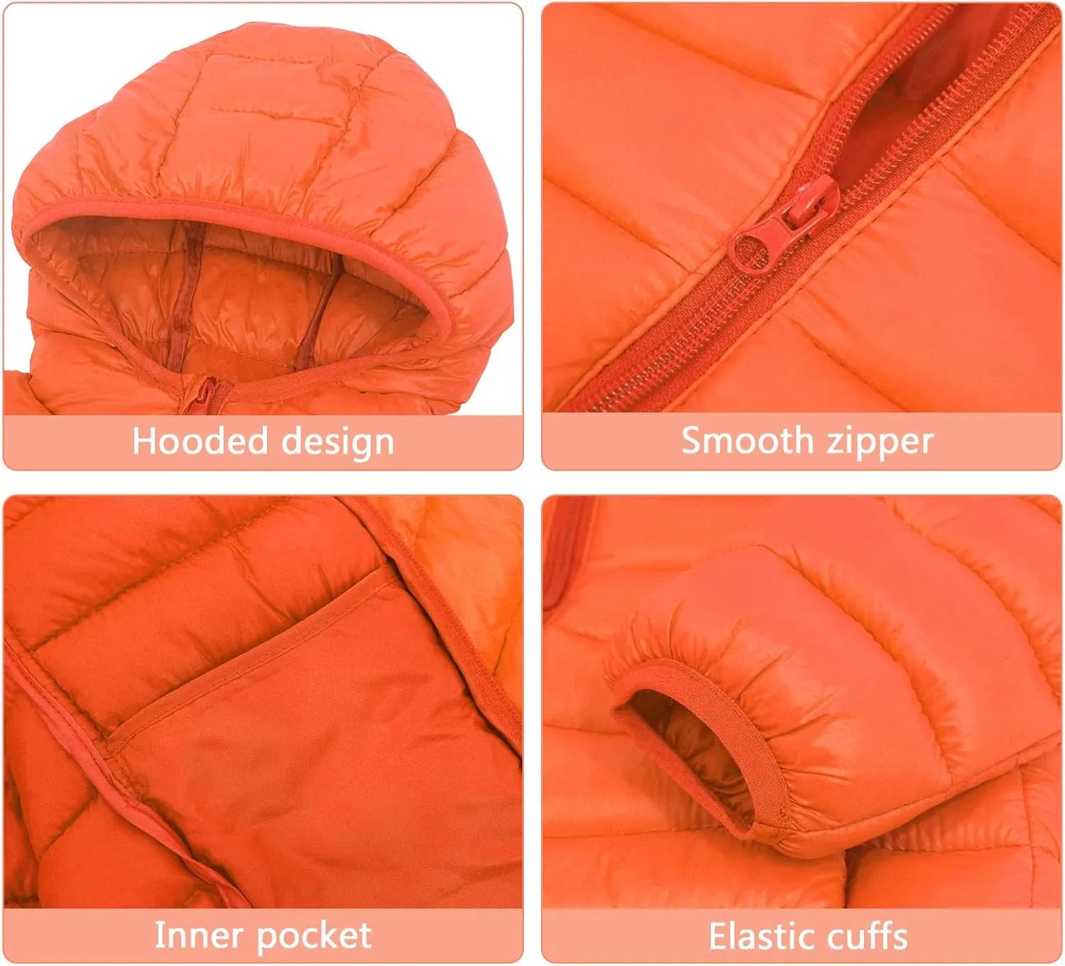 Happy Cherry Baby Boys Girls Hooded Coat Winter Lightweight Down Jacket Packable Cotton Coat