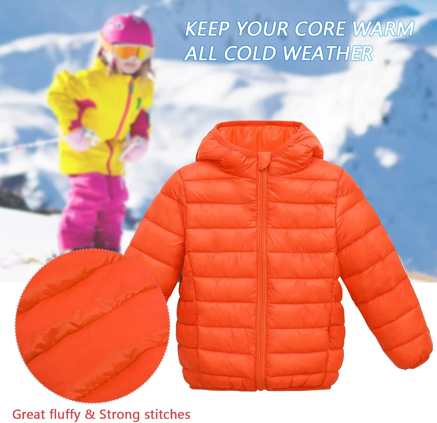 Happy Cherry Baby Boys Girls Hooded Coat Winter Lightweight Down Jacket Packable Cotton Coat