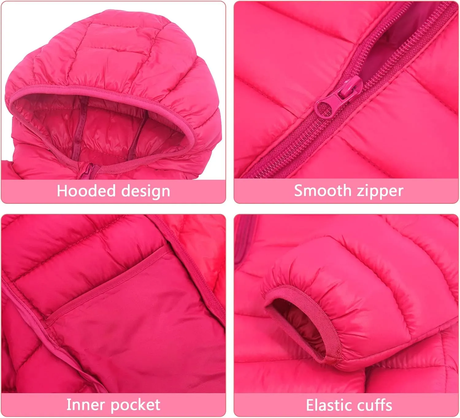 Happy Cherry Baby Boys Girls Hooded Coat Winter Lightweight Down Jacket Packable Cotton Coat