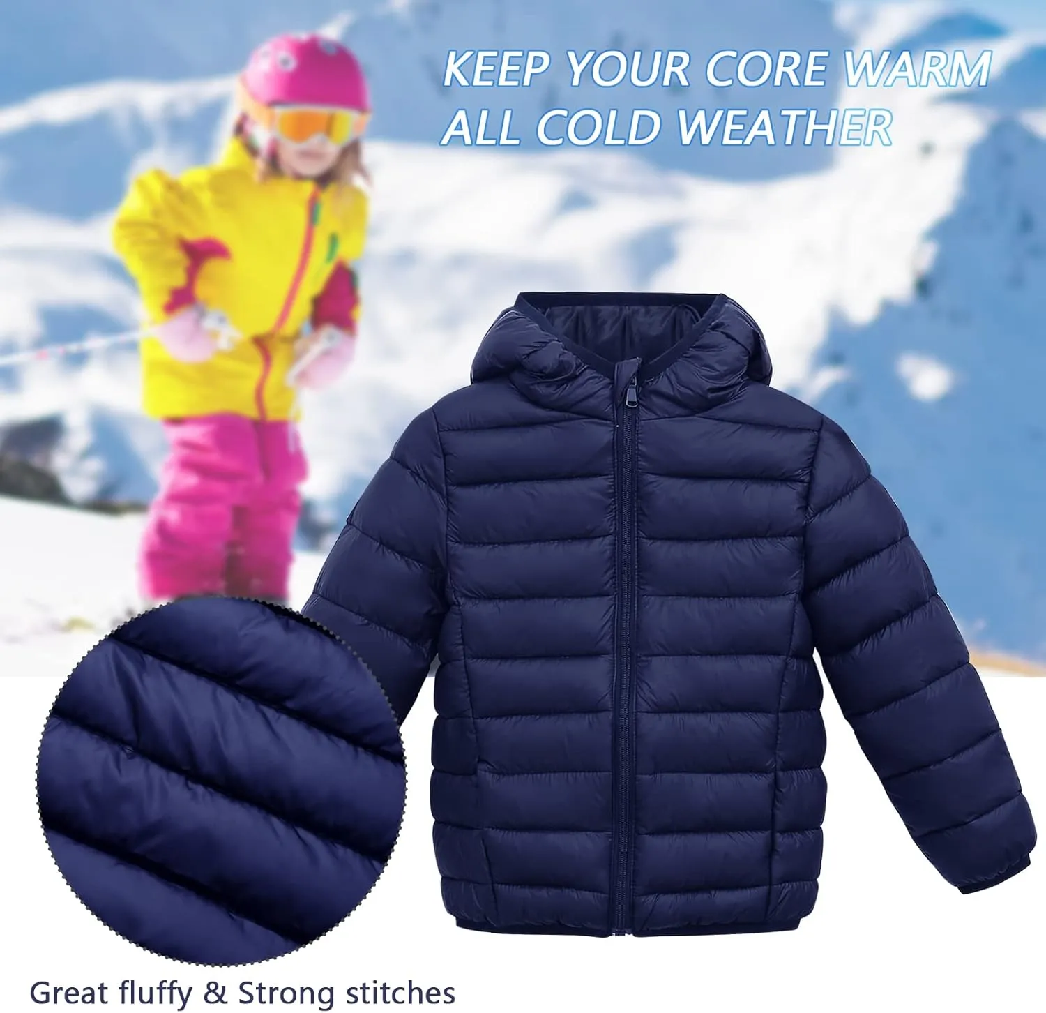 Happy Cherry Baby Boys Girls Hooded Coat Winter Lightweight Down Jacket Packable Cotton Coat