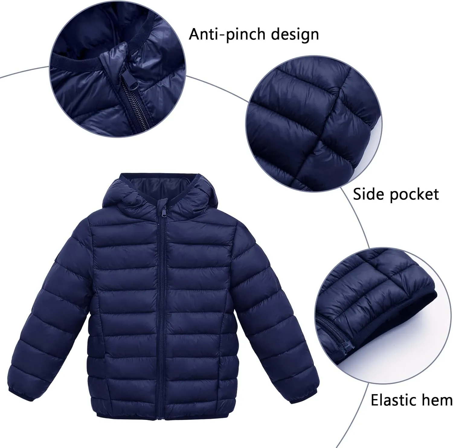 Happy Cherry Baby Boys Girls Hooded Coat Winter Lightweight Down Jacket Packable Cotton Coat