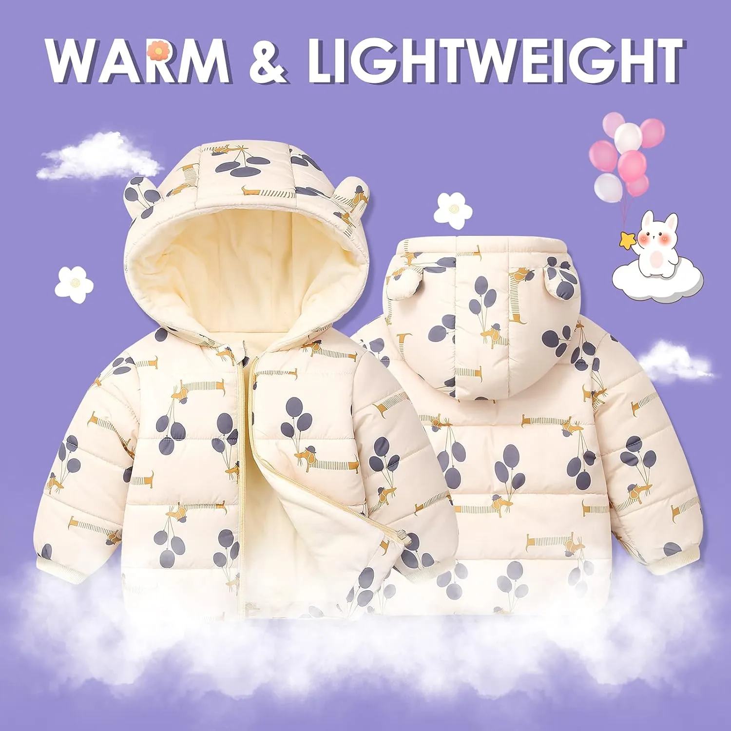 Happy Cherry Baby Boys Girls Winter Coats Hoods Light Puffer Down Jacket Outwear