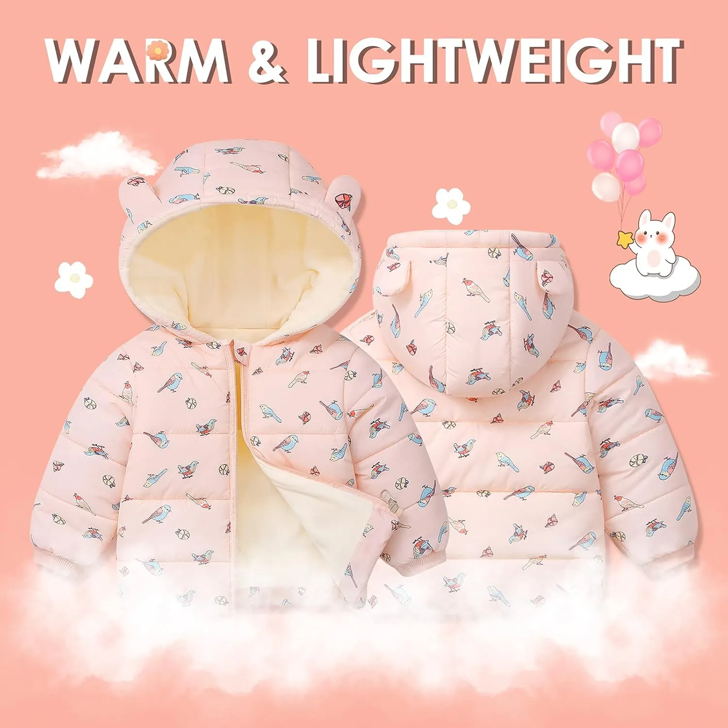 Happy Cherry Baby Boys Girls Winter Coats Hoods Light Puffer Down Jacket Outwear