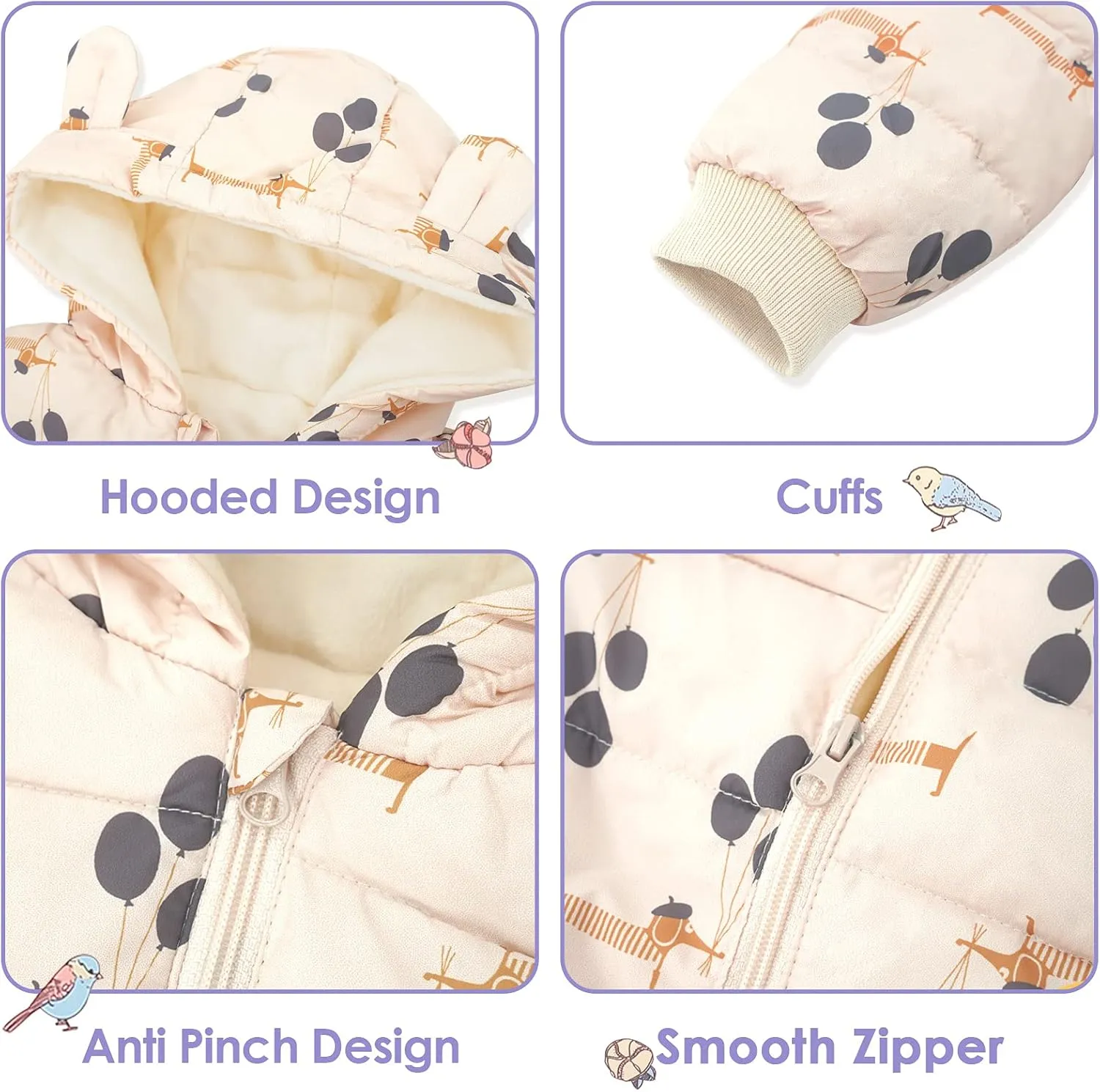Happy Cherry Baby Boys Girls Winter Coats Hoods Light Puffer Down Jacket Outwear