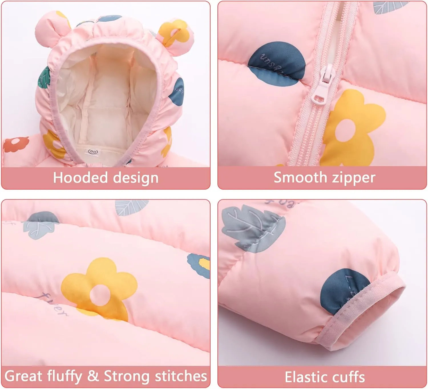 Happy Cherry Baby Boys Girls Winter Coats Hoods Light Puffer Down Jacket Outwear