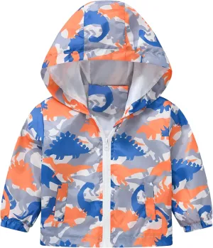 Happy Cherry Toddler Baby Casual Cartoon Prints Windbreaker Hoodie Coat Lightweight Casual Jacket 1-5T