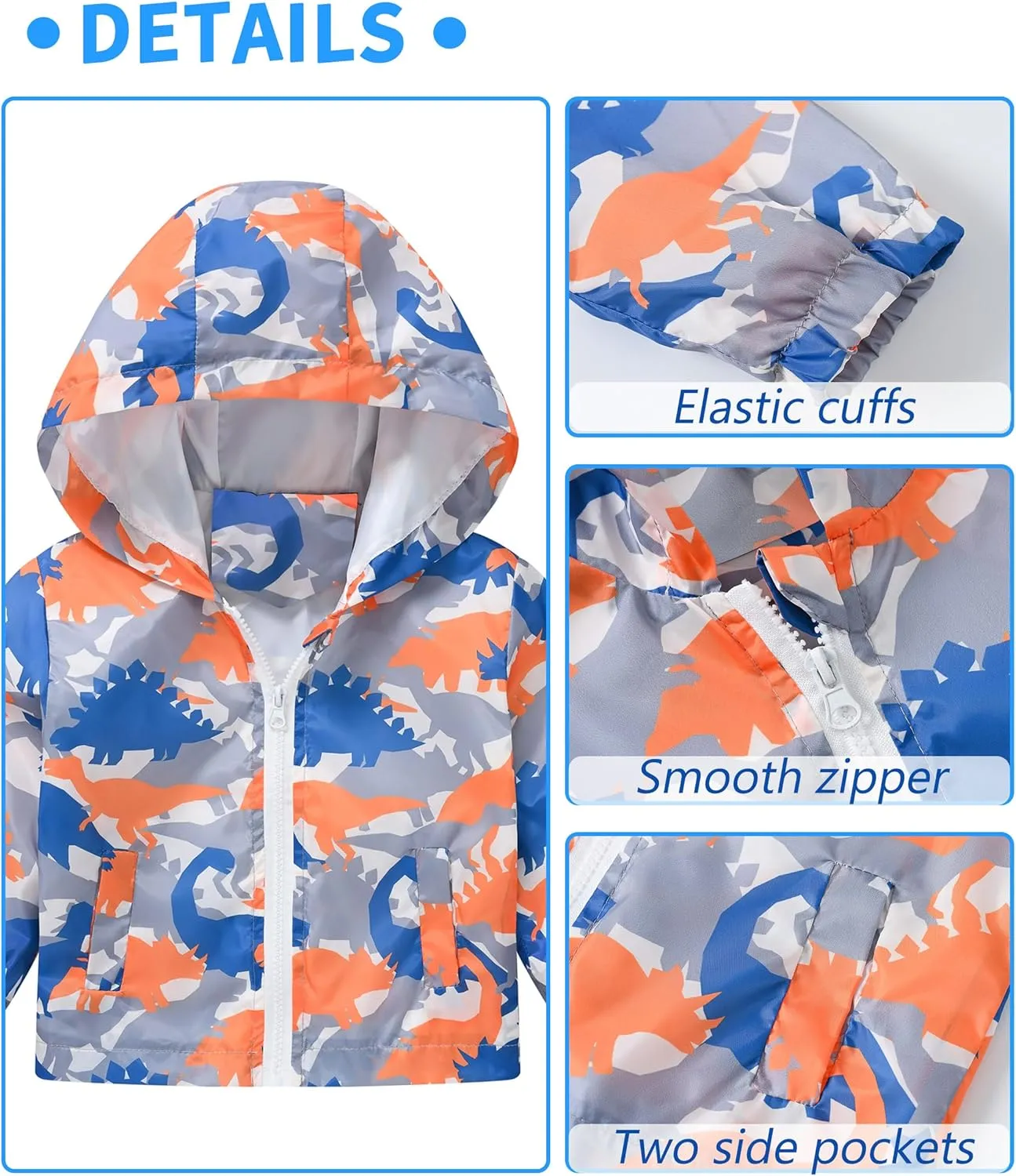 Happy Cherry Toddler Baby Casual Cartoon Prints Windbreaker Hoodie Coat Lightweight Casual Jacket 1-5T