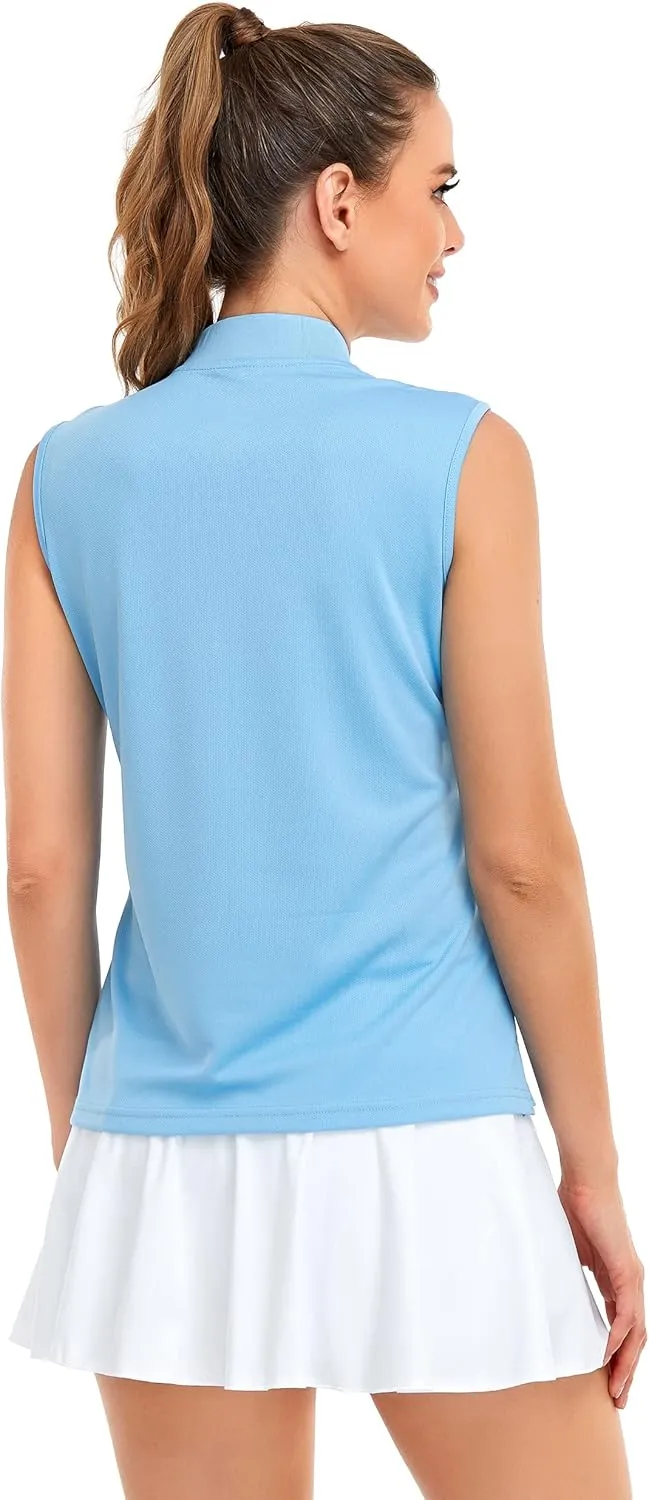 HDL Women's Sleeveless Polo Golf Shirts Quick Dry 50  UV Protection Lightweight Tennis Tank Tops