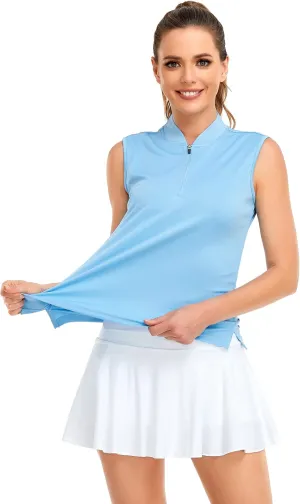 HDL Women's Sleeveless Polo Golf Shirts Quick Dry 50  UV Protection Lightweight Tennis Tank Tops