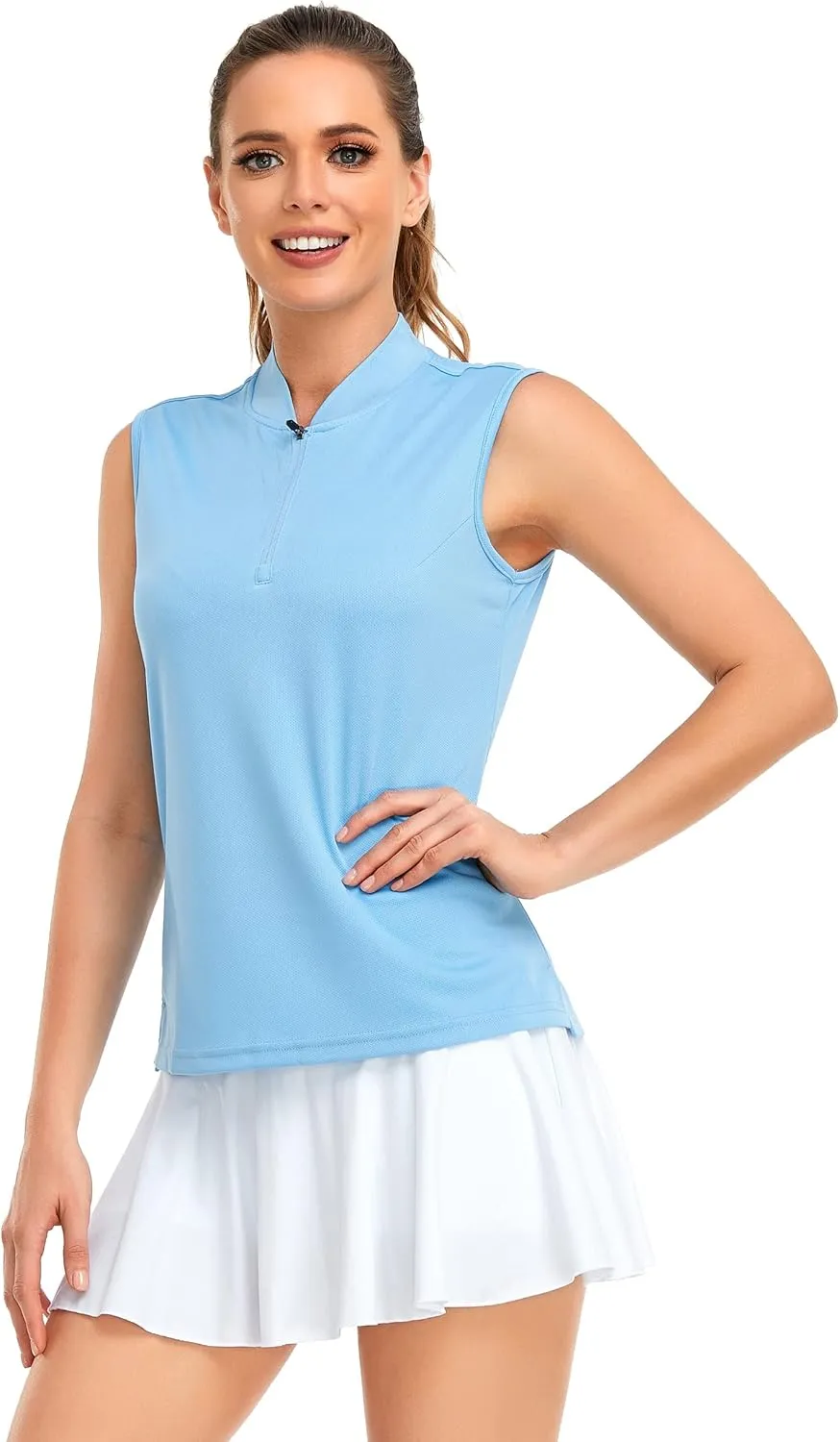 HDL Women's Sleeveless Polo Golf Shirts Quick Dry 50  UV Protection Lightweight Tennis Tank Tops