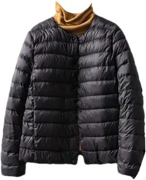 Hgvcfcv Women Liner Down Jacket O-Neck Or V-Neck Female Winter Keep Warm Collarless Ultralight Quilted Puffer Coat