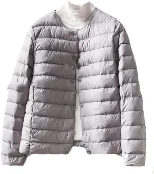 Hgvcfcv Women Liner Down Jacket O-Neck Or V-Neck Female Winter Keep Warm Collarless Ultralight Quilted Puffer Coat