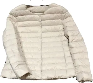 Hgvcfcv Women Liner Down Jacket O-Neck Or V-Neck Female Winter Keep Warm Collarless Ultralight Quilted Puffer Coat