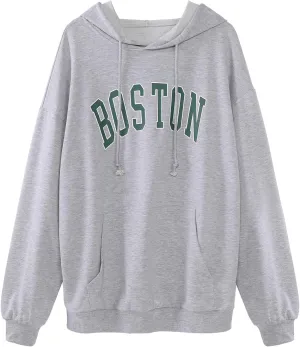 Hilinker Women's Graphic Oversized Hoodies Hooded Sweatshirt Long Sleeve Pullover Tops