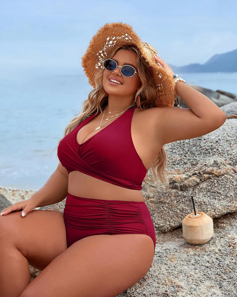 🩱Hot Sale 49% OFF👙 Tummy Control Bathing Suits Modest High Waisted Bikini Sets