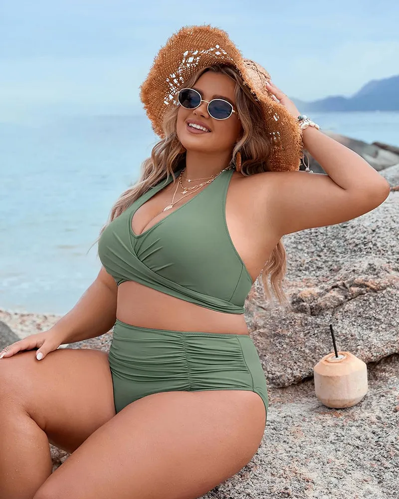 🩱Hot Sale 49% OFF👙 Tummy Control Bathing Suits Modest High Waisted Bikini Sets