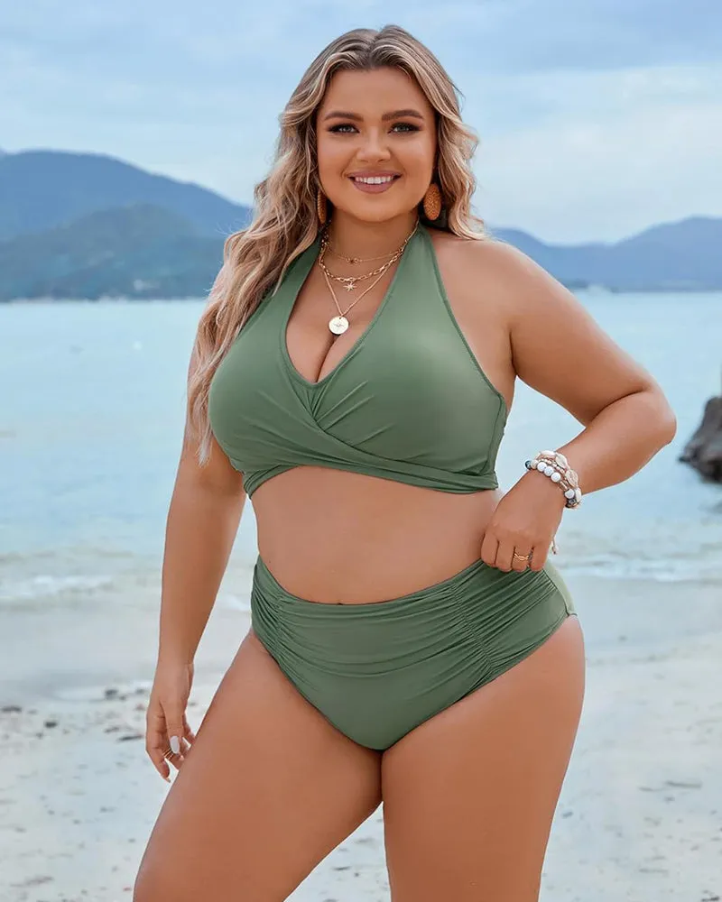🩱Hot Sale 49% OFF👙 Tummy Control Bathing Suits Modest High Waisted Bikini Sets