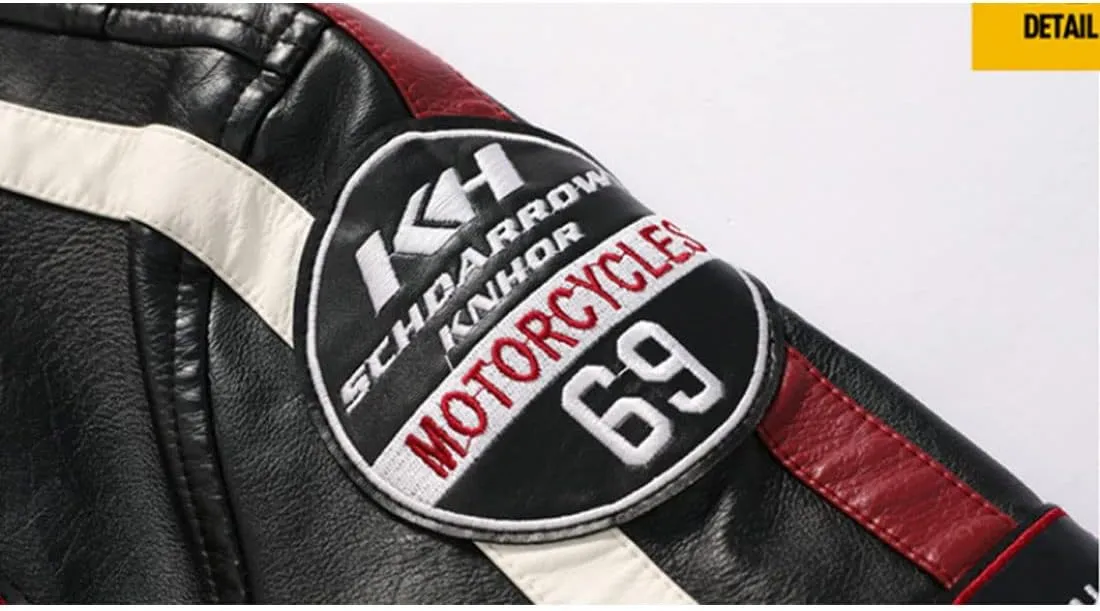 HZCX FASHION Mens Faux Leather Flight Bomber Jackets Motorcycle Badge Pu Jacket