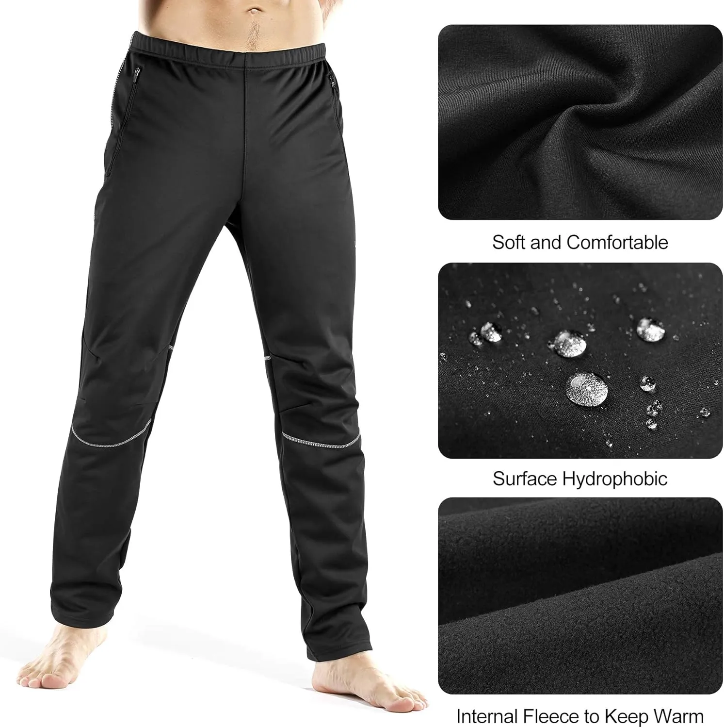 INBIKE Cycling Pants for Men Mountain Bike MTB Bicycle Running Windbreaker with Thermal Fleece Lined Winter