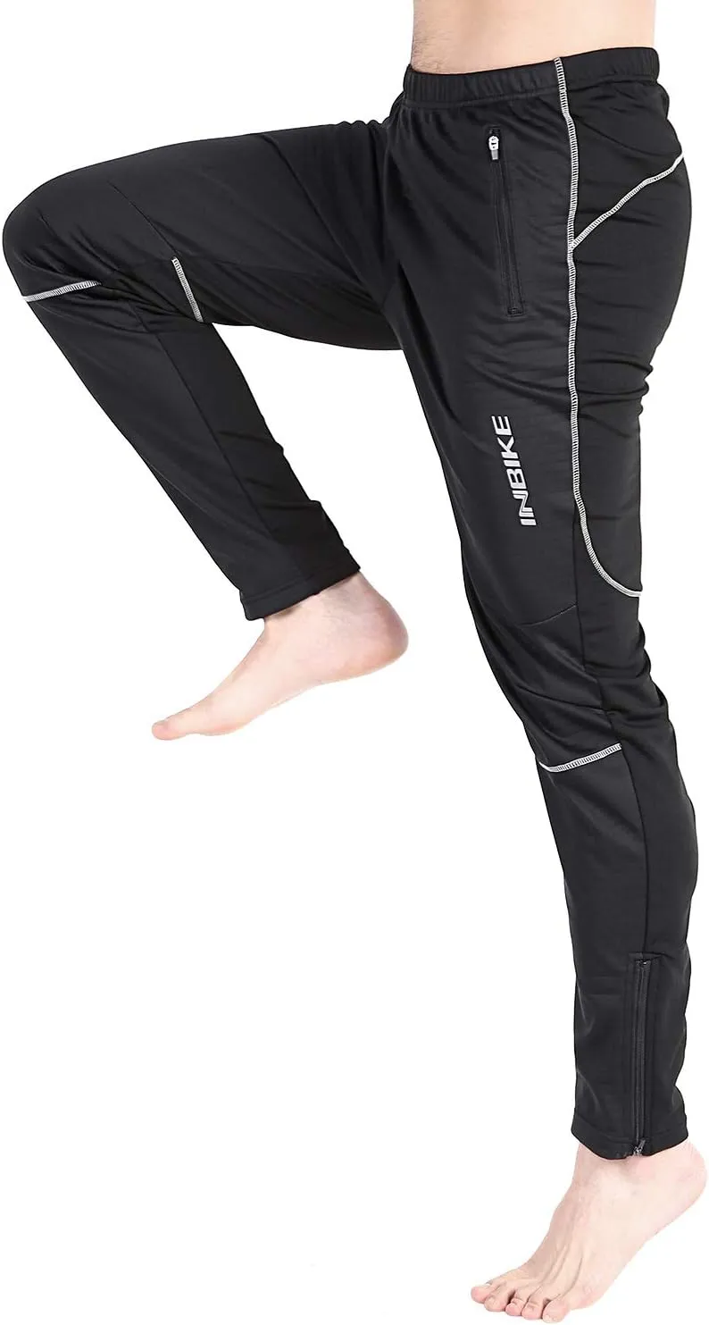 INBIKE Cycling Pants for Men Mountain Bike MTB Bicycle Running Windbreaker with Thermal Fleece Lined Winter