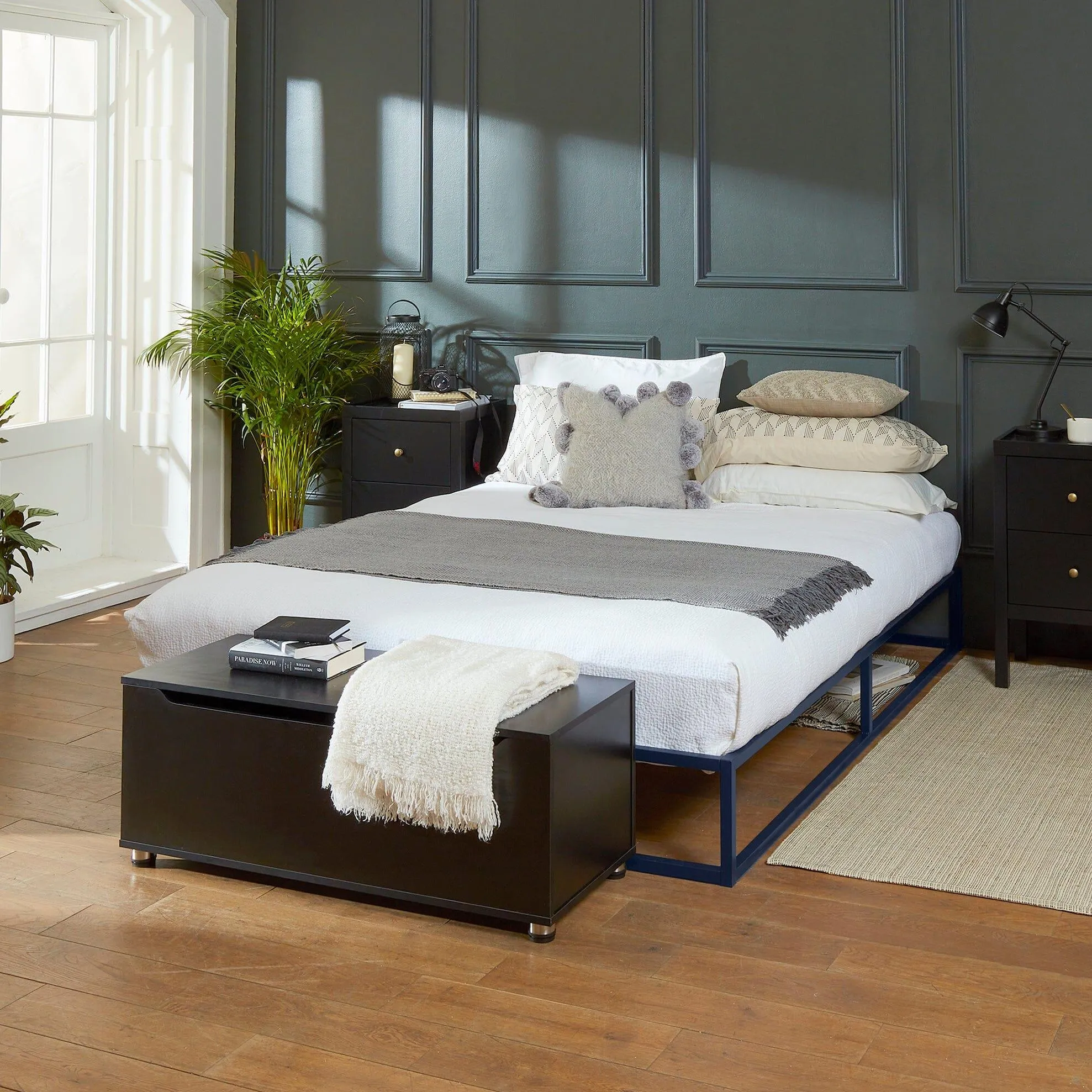 Indy Double Platform Bed - Blue Metal