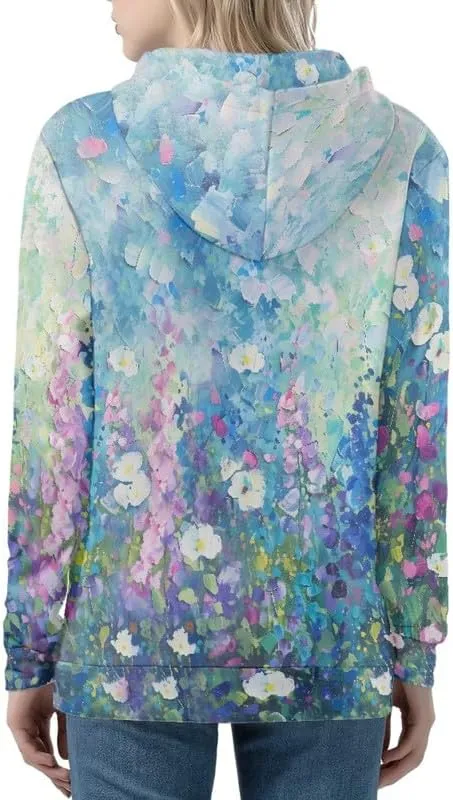 Irisjudy Womens Zip-up Hoodie with Kanga Pocket(XS-5XL),Cactus,Sunflowers,Butterfly Long Sleeve Sport Shirts Shell Jackets