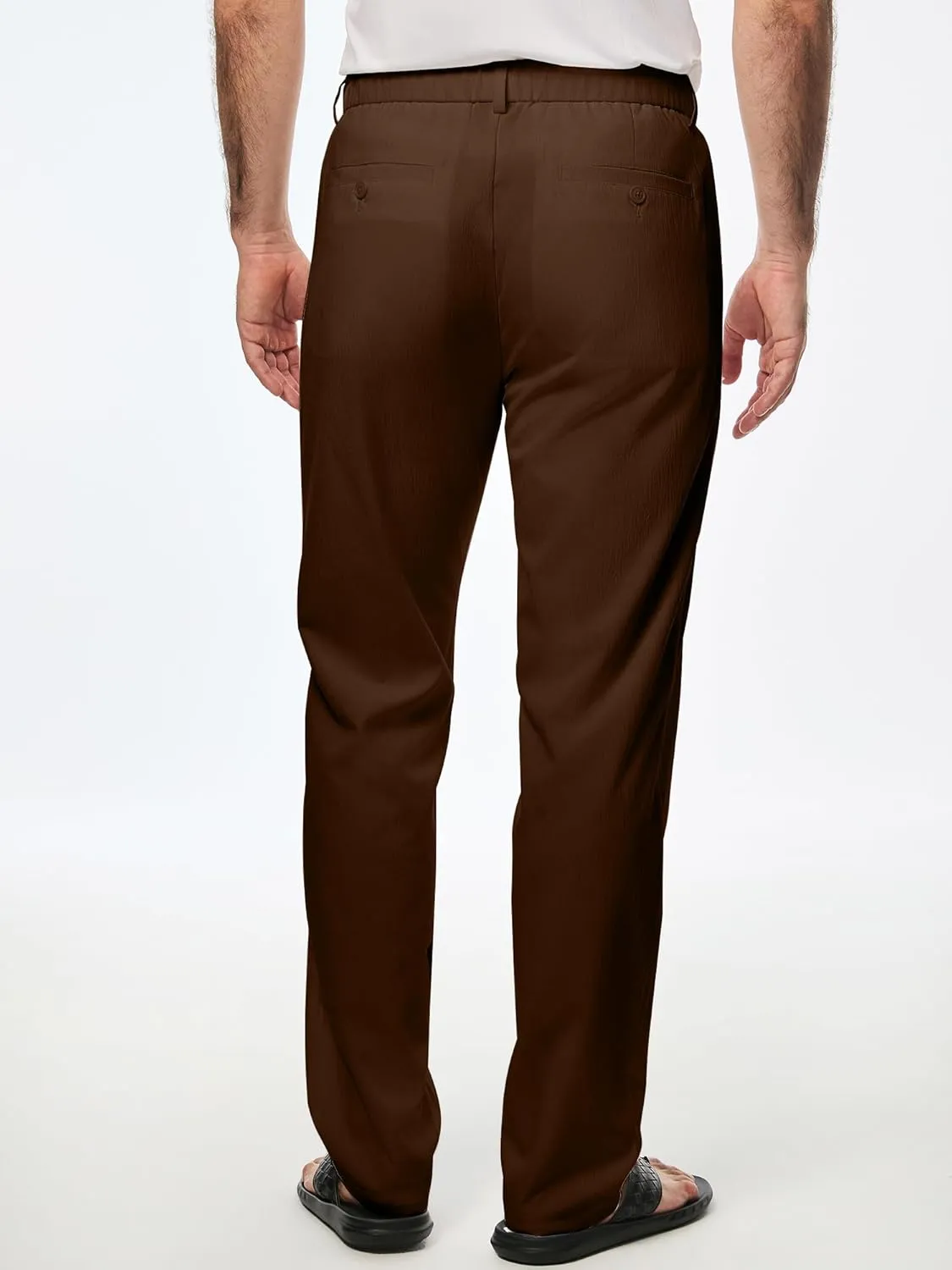 JMIERR Men's Casual Drawstring Pants Elastic Waist Lightweight Pant Summer Beach Trouser with Pockets