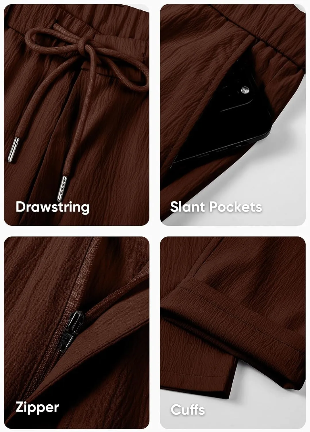 JMIERR Men's Casual Drawstring Pants Elastic Waist Lightweight Pant Summer Beach Trouser with Pockets
