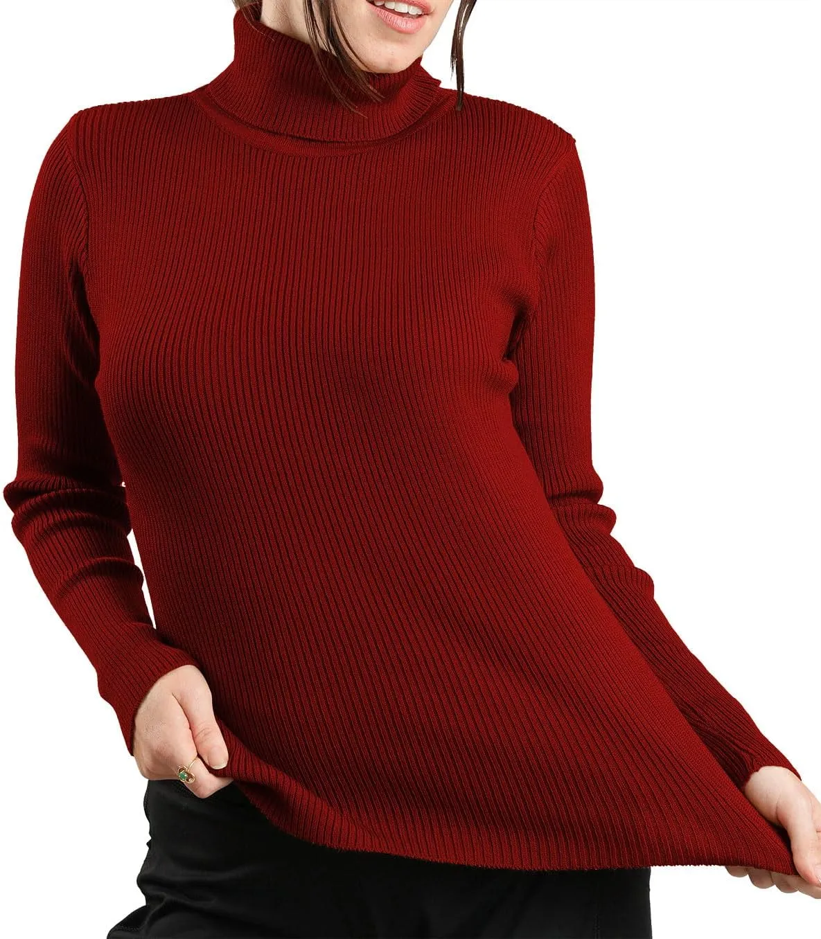 JON & ANNA Women's Turtleneck Sweater Long Sleeve Ribbed Fitted Turtle Neck Casual Fall Fashion Basic Layering Knit Top