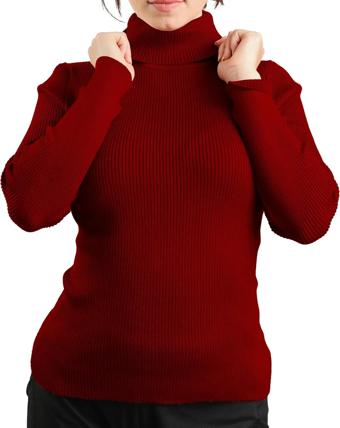 JON & ANNA Women's Turtleneck Sweater Long Sleeve Ribbed Fitted Turtle Neck Casual Fall Fashion Basic Layering Knit Top