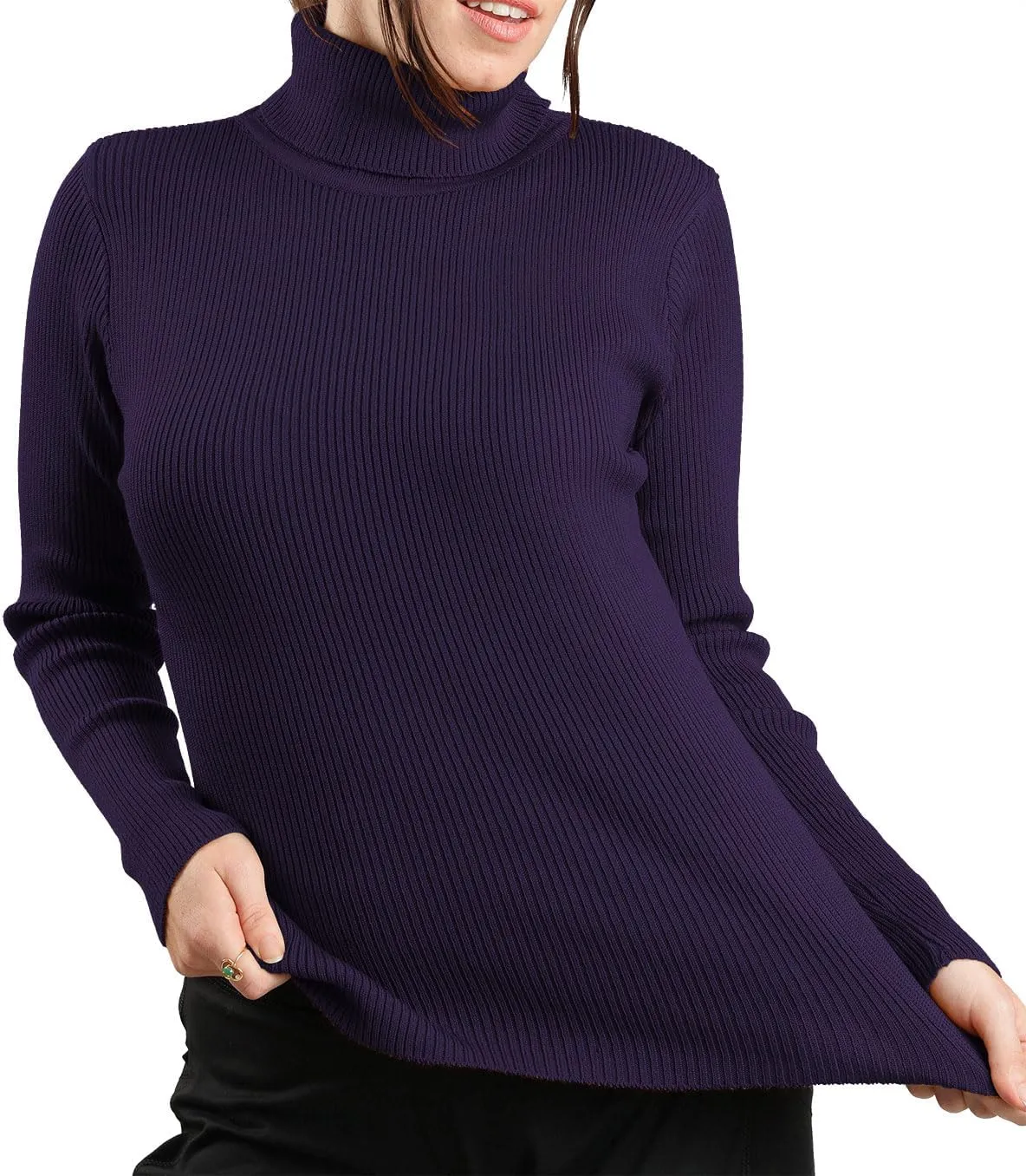 JON & ANNA Women's Turtleneck Sweater Long Sleeve Ribbed Fitted Turtle Neck Casual Fall Fashion Basic Layering Knit Top