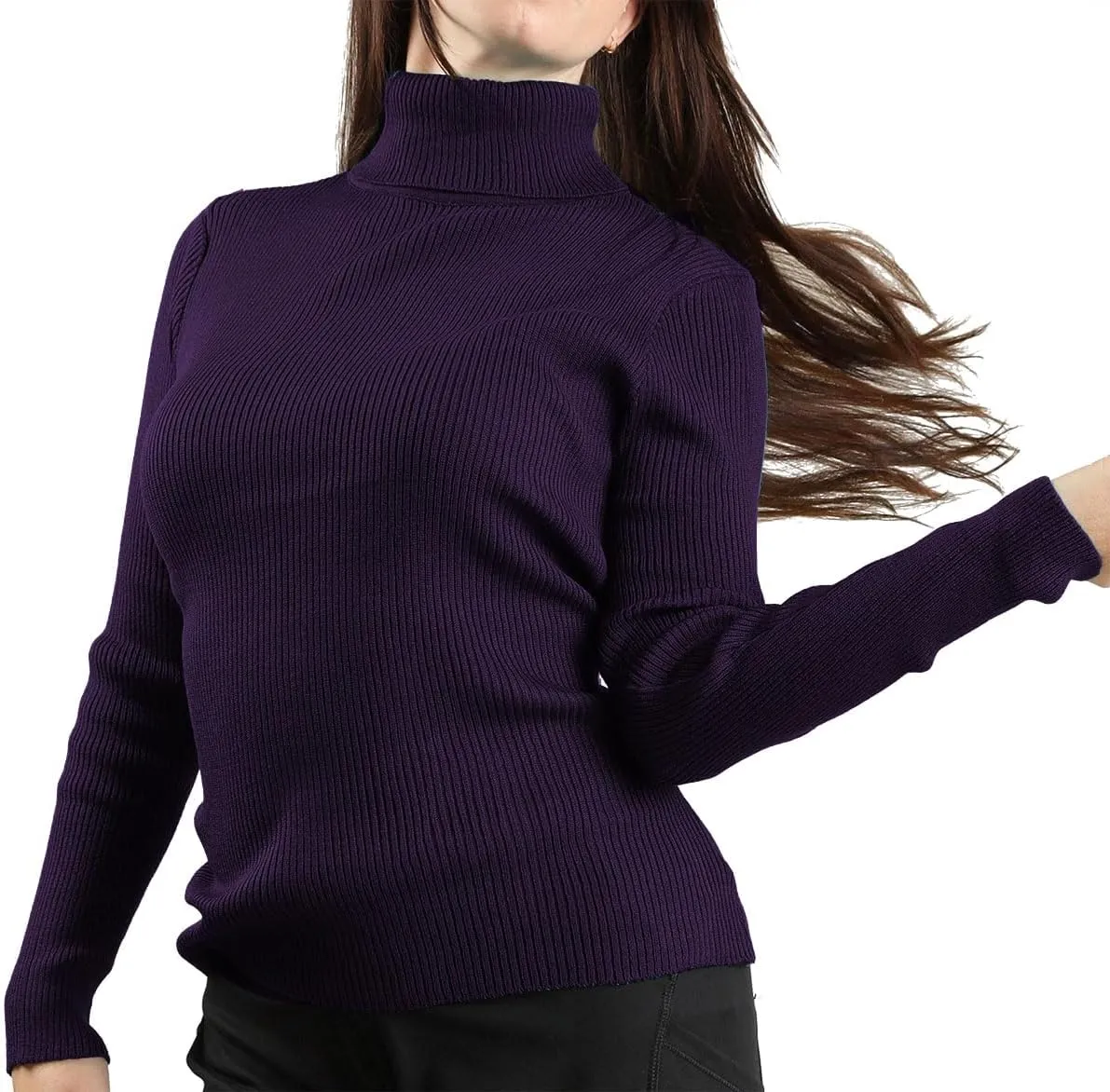 JON & ANNA Women's Turtleneck Sweater Long Sleeve Ribbed Fitted Turtle Neck Casual Fall Fashion Basic Layering Knit Top