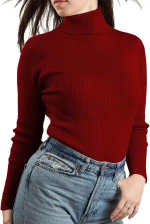 JON & ANNA Women's Turtleneck Sweater Long Sleeve Ribbed Fitted Turtle Neck Casual Fall Fashion Basic Layering Knit Top