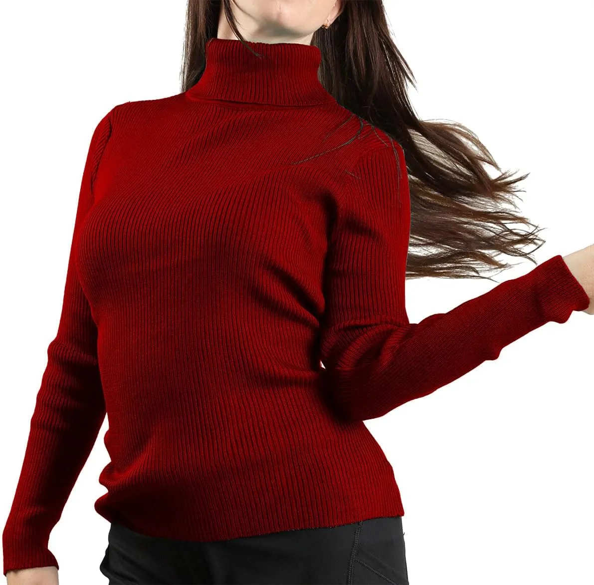 JON & ANNA Women's Turtleneck Sweater Long Sleeve Ribbed Fitted Turtle Neck Casual Fall Fashion Basic Layering Knit Top