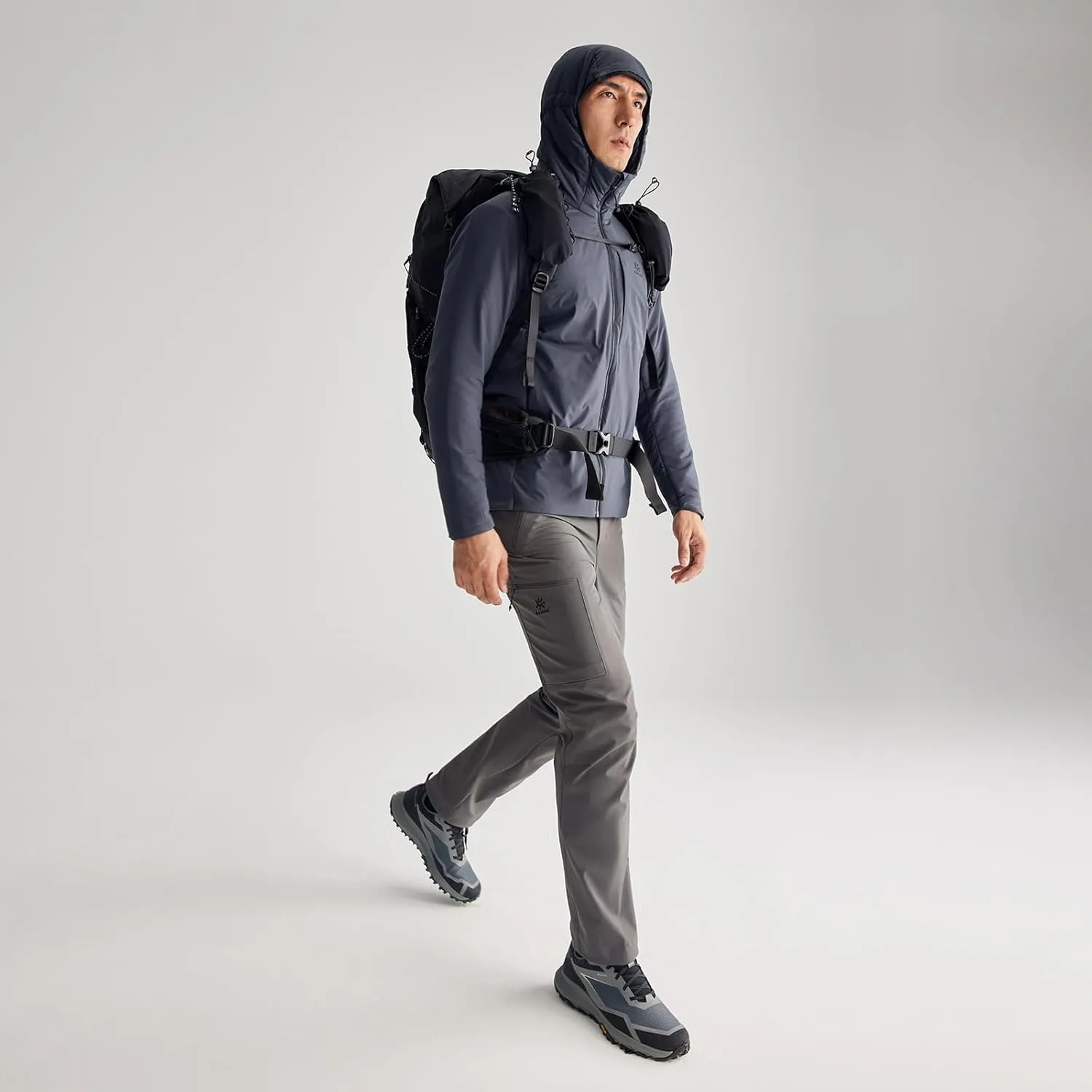 KAILAS Men's Puffer Winter Down Jacket Hooded Packable Lightweight Coat Windproof Jacket Hiking Ski Travel Primaloft Cotton