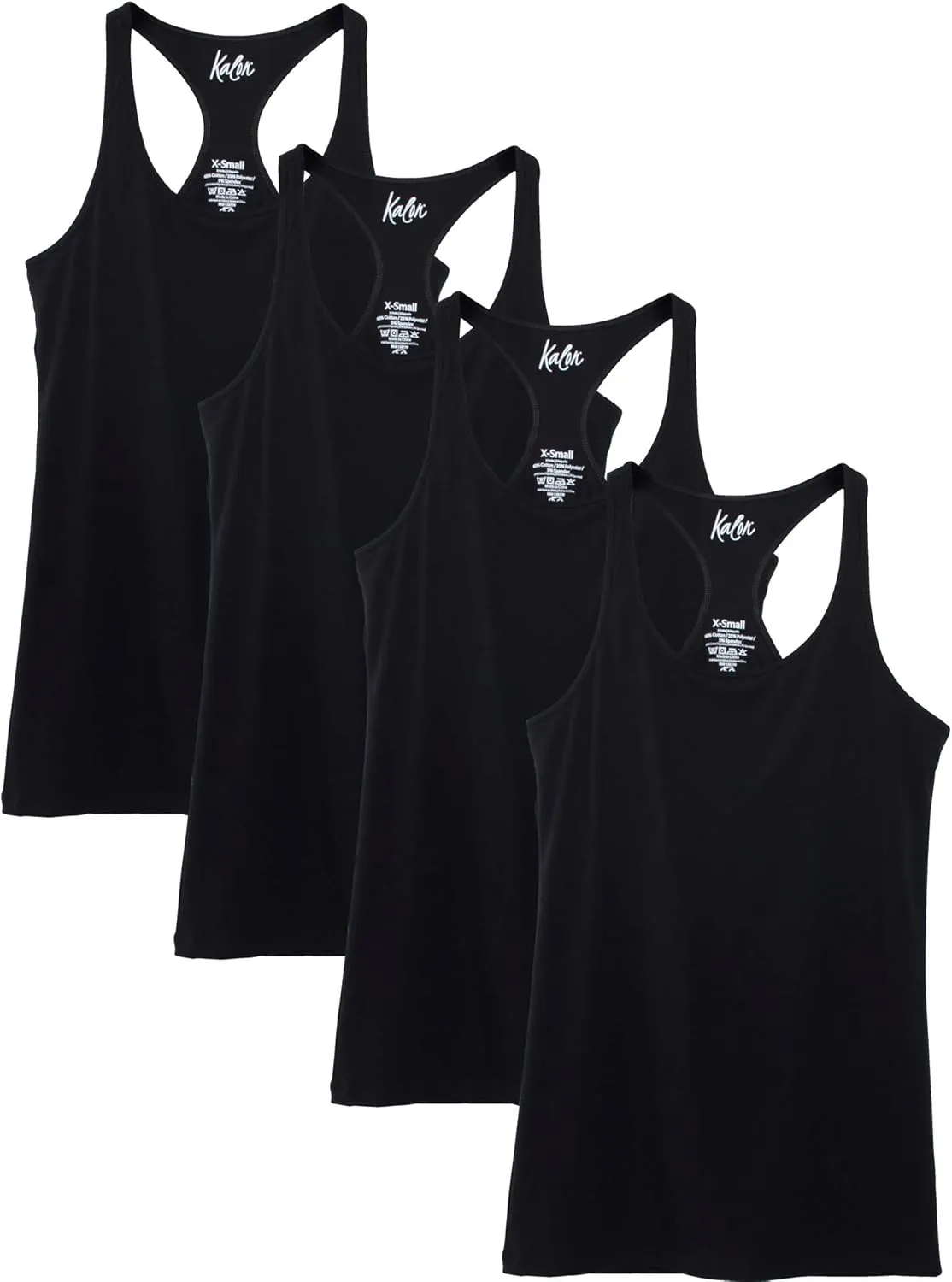 Kalon Women's 4-Pack Racerback Shelf Bra Camisole Base Layer