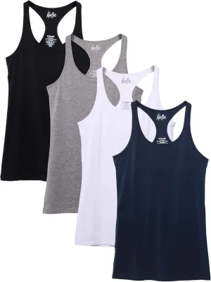 Kalon Women's 4-Pack Racerback Shelf Bra Camisole Base Layer