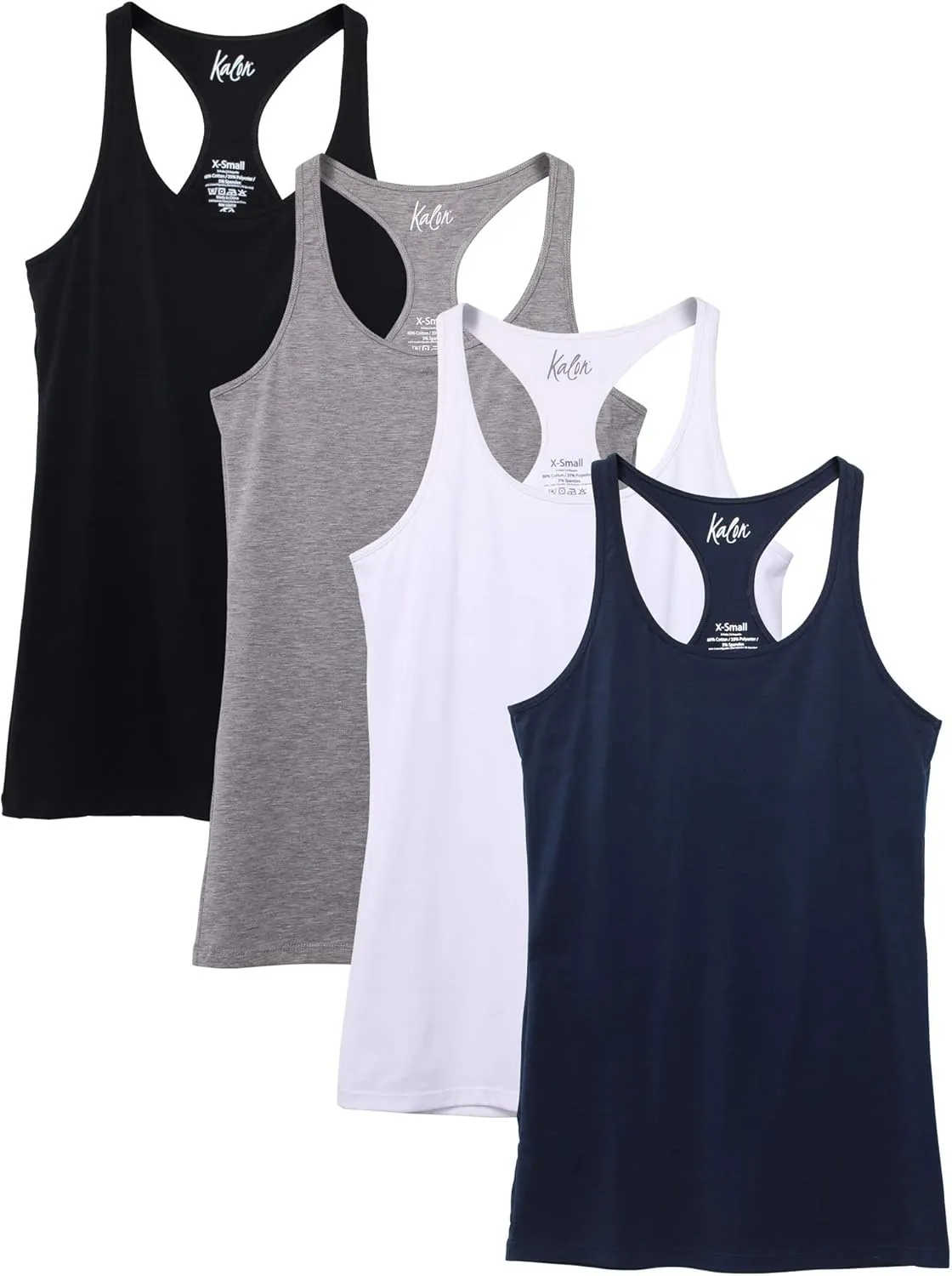 Kalon Women's 4-Pack Racerback Shelf Bra Camisole Base Layer