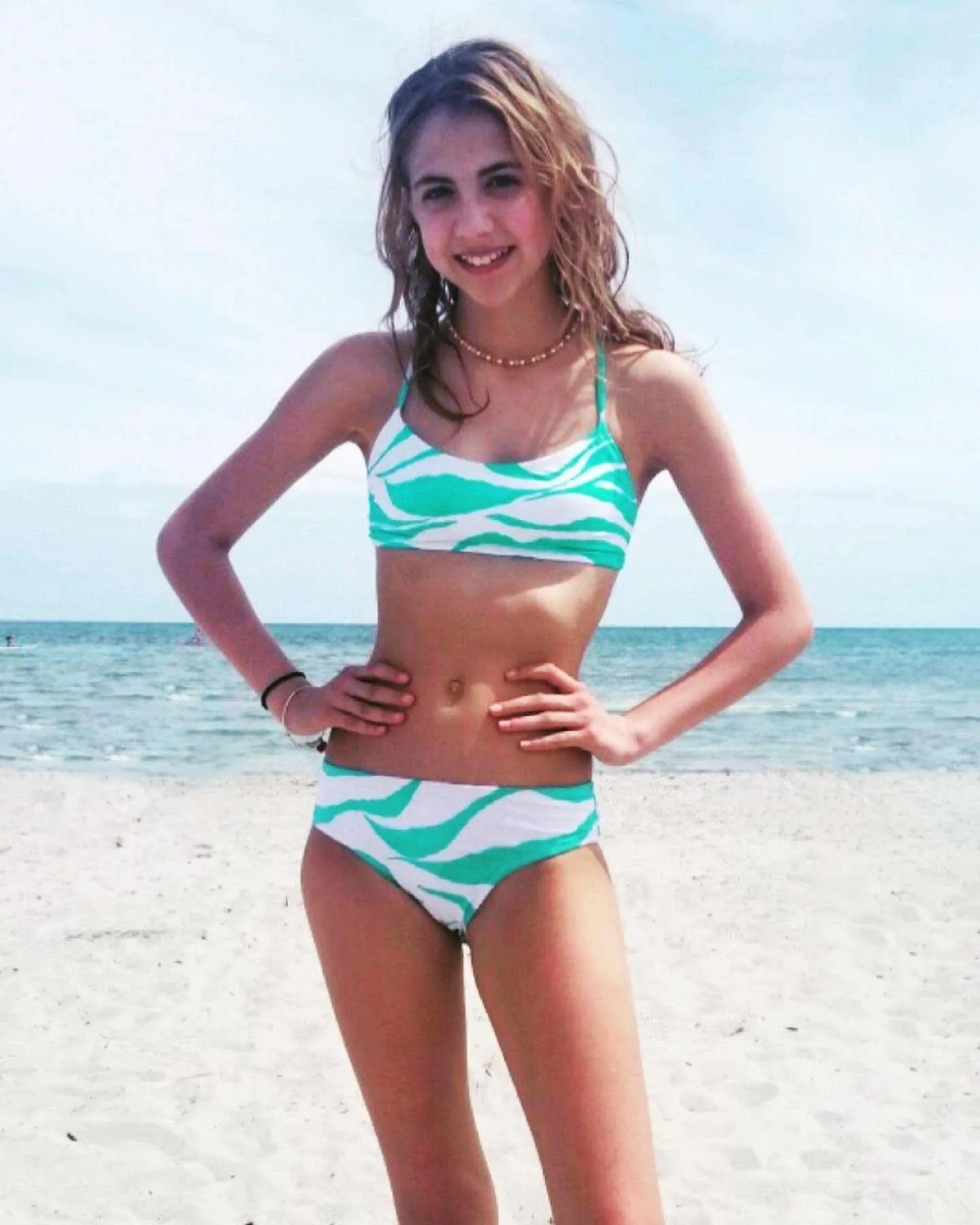 Kids Girls Bralette Swimsuit in Blue Animal Print