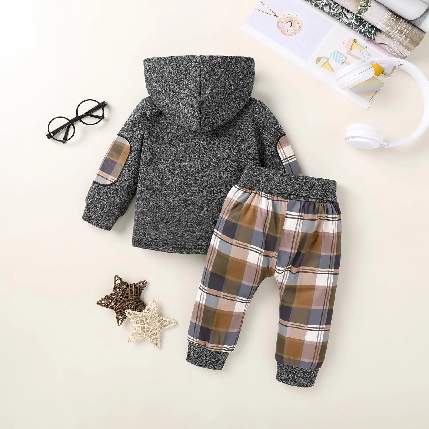 Kids Toddler Infant Baby Boys Girls Winter Outfit Christmas Plaid Hoodie Sweatshirt Jackets Shirt Pants Xmas Clothes