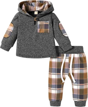 Kids Toddler Infant Baby Boys Girls Winter Outfit Christmas Plaid Hoodie Sweatshirt Jackets Shirt Pants Xmas Clothes