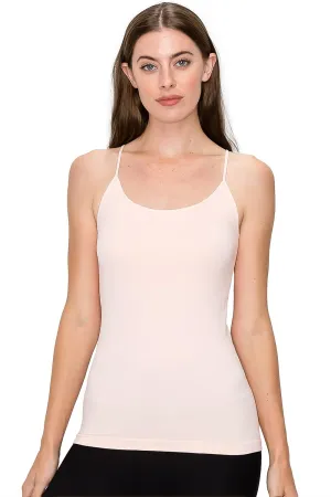 Kurve Women's Camisole Tank Top  Built-in Shelf Bra Spaghetti Strap Basic Solid Stretch Long Cami Layering