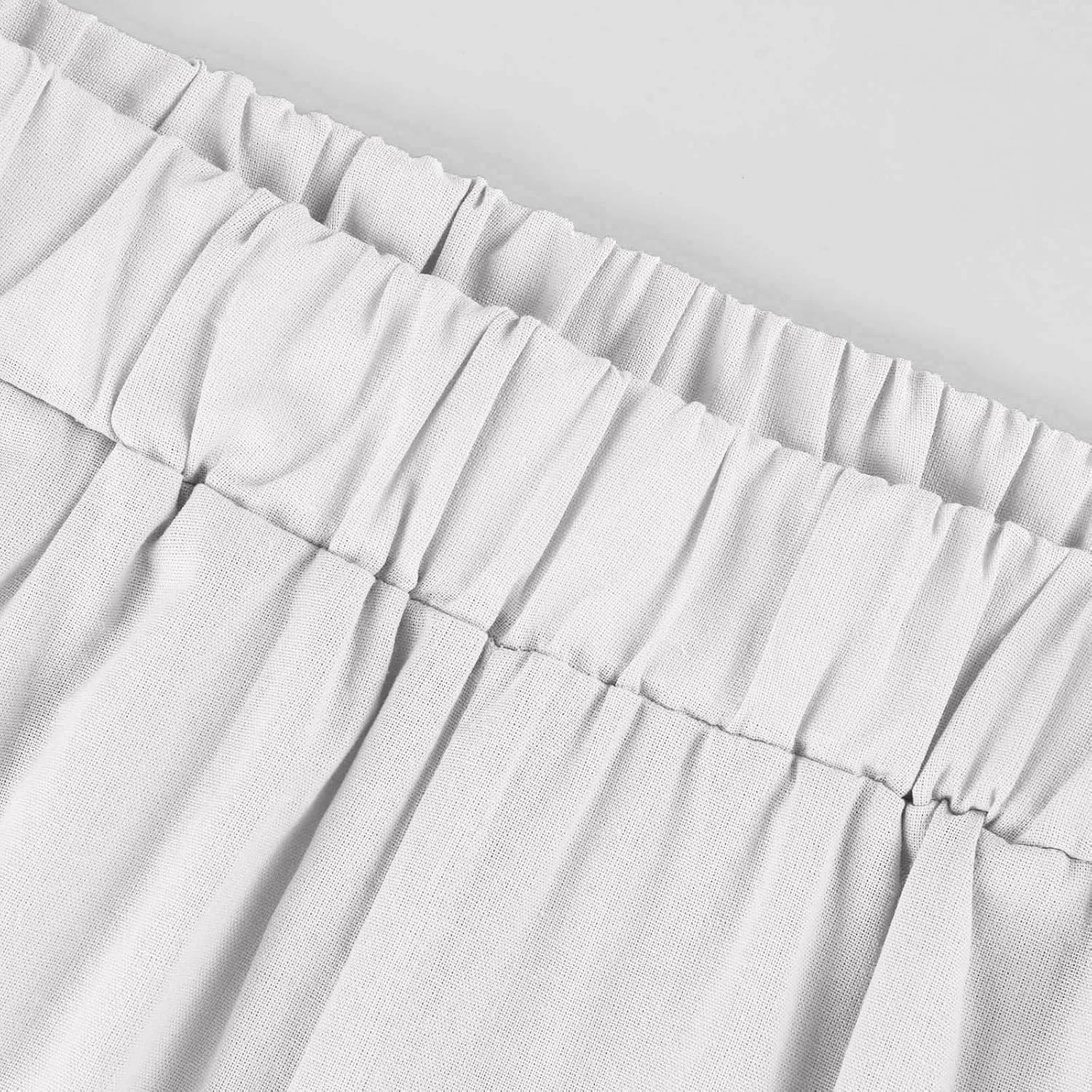 Linen Cropped Pants for Women Summer Trousers Plus Size Pants Trendy Drawstring Elastic Waist Joggers with Pockets