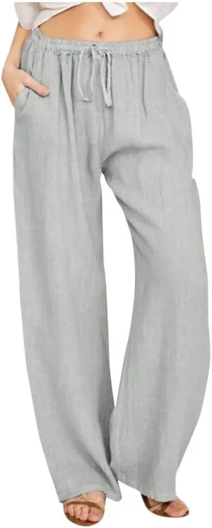 Linen Pants Women Drawstring Elastic Waist Wide Leg Trousers Summer Casual Boho Beach Palazzo Pants with Pcokets 2025