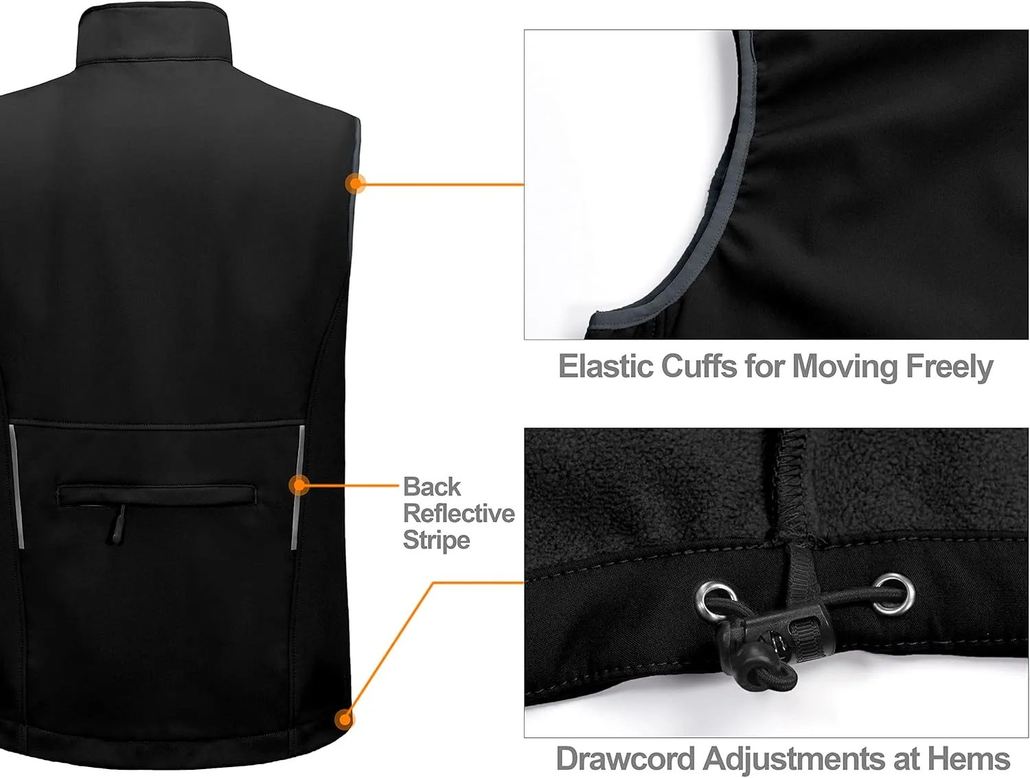 Little Donkey Andy Men's Lightweight Fleece Lined Softshell Vest Windproof Sleeveless Jacket for Hiking Travel Golf