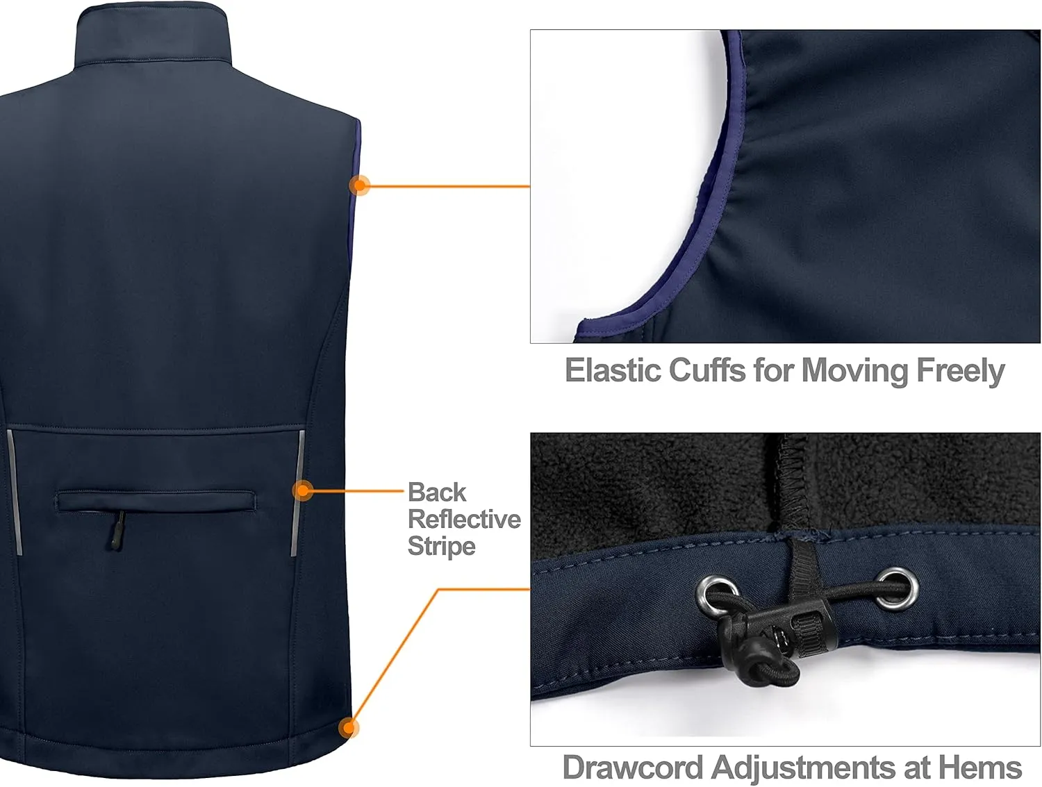 Little Donkey Andy Men's Lightweight Fleece Lined Softshell Vest Windproof Sleeveless Jacket for Hiking Travel Golf