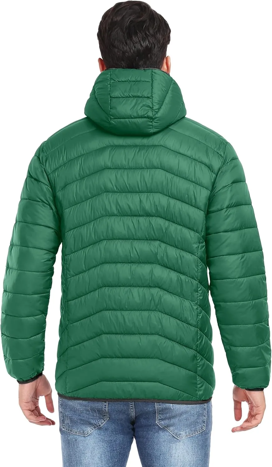 Little Donkey Andy Men's Packable Puffer Jacket Lightweight Hooded Windproof Winter Coat with Recycled Insulation