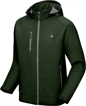 Little Donkey Andy Mens Softshell Jacket with Removable Hood, Fleece Lined