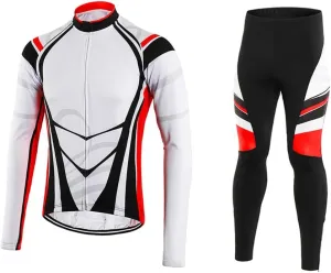 Lixada Men's Cycling Jersey Suit Winter Thermal Fleece Long Sleeve MTB Road Bicycle Shirt with 3D Tights Padded Pants