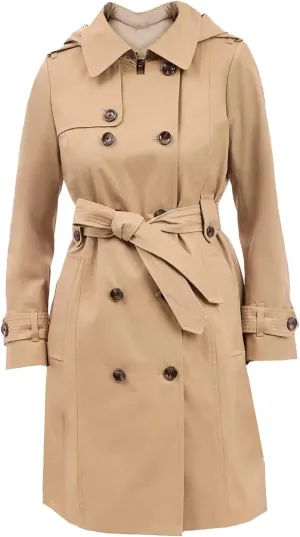 LONDON FOG Women's British Khaki Double Breasted Belted Trench Coat Jacket (US, Alpha, Large, Regular, Regular, Khaki)